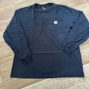 Carhartt Men's Dark Blue Henley Long Sleeve Shirt